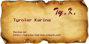 Tyroler Karina névjegykártya